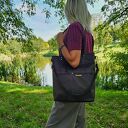 Torba shopper w kolorze gorzkiej czekolady - welur