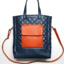 Shopper Bag pikowany - granat i rudy