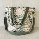 Torba na ramię w liście palmy - welur wegański handmade