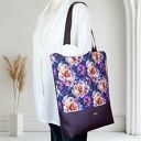 Pojemny shopper na zakupy w kwiaty - torba na ramię z wodoodporną podszewką