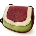 DZIKUSKA ORIENTALNA torebka listonoszka skóra naturalna bordo zieleń ecru ĆMA