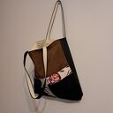 Torba handmade na ramię - czerń i brąz