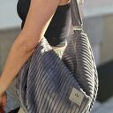 Sztruksowa torba hobo Szara