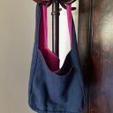 Torba lniana dwustronna 100% naturalny len 49x38 cm na ramię - różowy i granatowy
