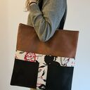 Torba handmade na ramię - czerń i brąz