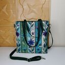 Torebka damska shopperka z kosmetyczką torebka miejska na ramę - kwiaty