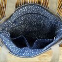 Szaro-granatowa torba hobo na ramię z kieszenią