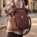 Sztruksowa torebka z kieszeniami Brązowa