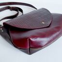 AMINA skóra naturalna bordo brąz krokodyl