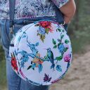 Round Bag - niebieskie kolibry - torebka na ramię handmade