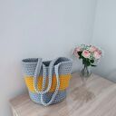 Torba na ramię szydełkowa ze sznurka bawełnianego 5 mm - 23 cm x 30 cm