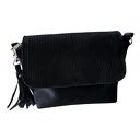 Mała czarna torebka na ramię, skóra zamszowa