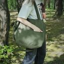 Lazy bag Pocket - zielona torba na ramię z kieszeniami z canvasu vegan