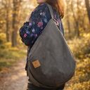 Duża torba-worek z eko zamszu Khaki na ramię