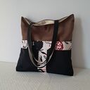 Torba handmade na ramię - czerń i brąz