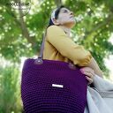 torba szydełkowa QUEEN - śliwka/ciemny brąz