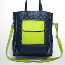 Shopper Bag pikowany - granat i zielony