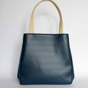 Shopper worek na ramię granat i jasny beż - handmade A4