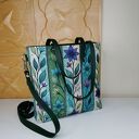 Torebka damska shopperka z kosmetyczką torebka miejska na ramę - kwiaty