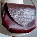 AMINA skóra naturalna bordo brąz krokodyl