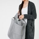 torba dzianinowa worek szaro-koralowa