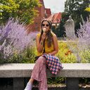 Torba Mr. M Pixel granat - uszy skóra naturalna