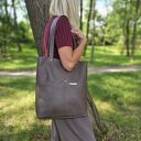 Torba shopper w kolorze taupe - skóra naturalna