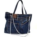 Granatowa Torba z Jeansu