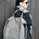 Torba hobo XXL - szarość, szmaragd