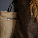 Torba Shopper z tłoczonego nubuku tapicerskiego w kolorze beżowym