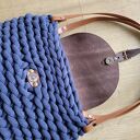 Boho Weave Bag na ramię z klapą - jeans, ręczne wykonanie