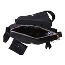 Mała czarna torebka na ramię, skóra zamszowa