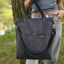 Torba shopperka w kolorze czarnym - nubuk