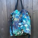 Torba na ramię XXL - print szuwary (welur i zamsz syntetyczny)