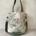 Torba na ramię w liście palmy - welur wegański handmade