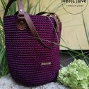 torba szydełkowa QUEEN - śliwka/ciemny brąz