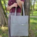 Torba shopper w kolorze szarym - skóra naturalna
