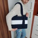 Torba ze sznurka 35x30 cm na ramię - handmade szydełkowanie