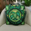 Torebka damska shopperka z kosmetyczką torebka miejska na ramę - liście monstery