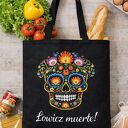 Torba shopper Łowicz Muerte 50x50 - czarna folk, wodoodporna na ramię