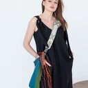 Kolorowa lniana torba boho na ramię - worek z lnu