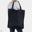 Mega shopper duża torba czarna na zamek / vegan