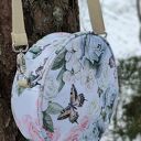 Wodoodporna torebka Round Bag „Kwiaty i Motyle” na ramię - handmade