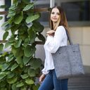 Duża filcowa torebka- totalnie minimalistyczna- wysoka szara