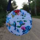 Round Bag - niebieskie kolibry - torebka na ramię handmade