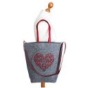 shopper bag filc czerwone serce