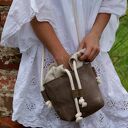 Safari basket mini len plecionka