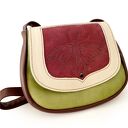 DZIKUSKA ORIENTALNA torebka listonoszka skóra naturalna bordo zieleń ecru ĆMA