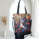 Pojemna listonoszka-shopperka KOT na ramię - handmade