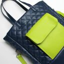 Shopper Bag pikowany - granat i zielony